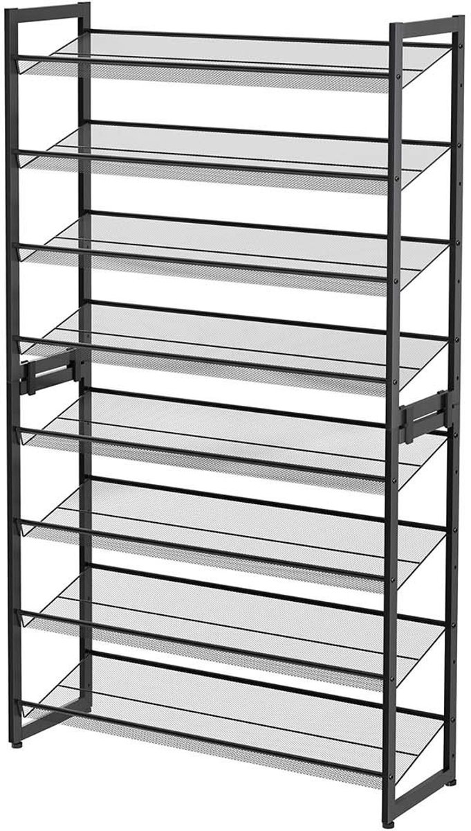 Schoenenrek Opbergrek 2 Delig Met 4 Verstelbare Planken 92,5x30,7x163,5 Cm Zwart Metalen Frame Stapelbaar Ruimtebesparend Vlak Of Schuin Plaatsbaar Gang Inloopkast Slaapkamer (4255890929955)