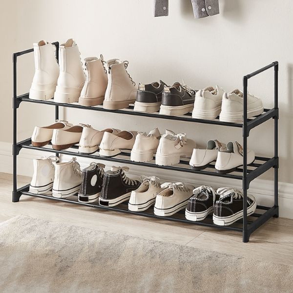 Schoenenrek Pedri | 92 x 30,5 x 55 cm | Zwart - Songmics - Schoenenrek - Zwart - Kunststof; Metaal (6096030056081)