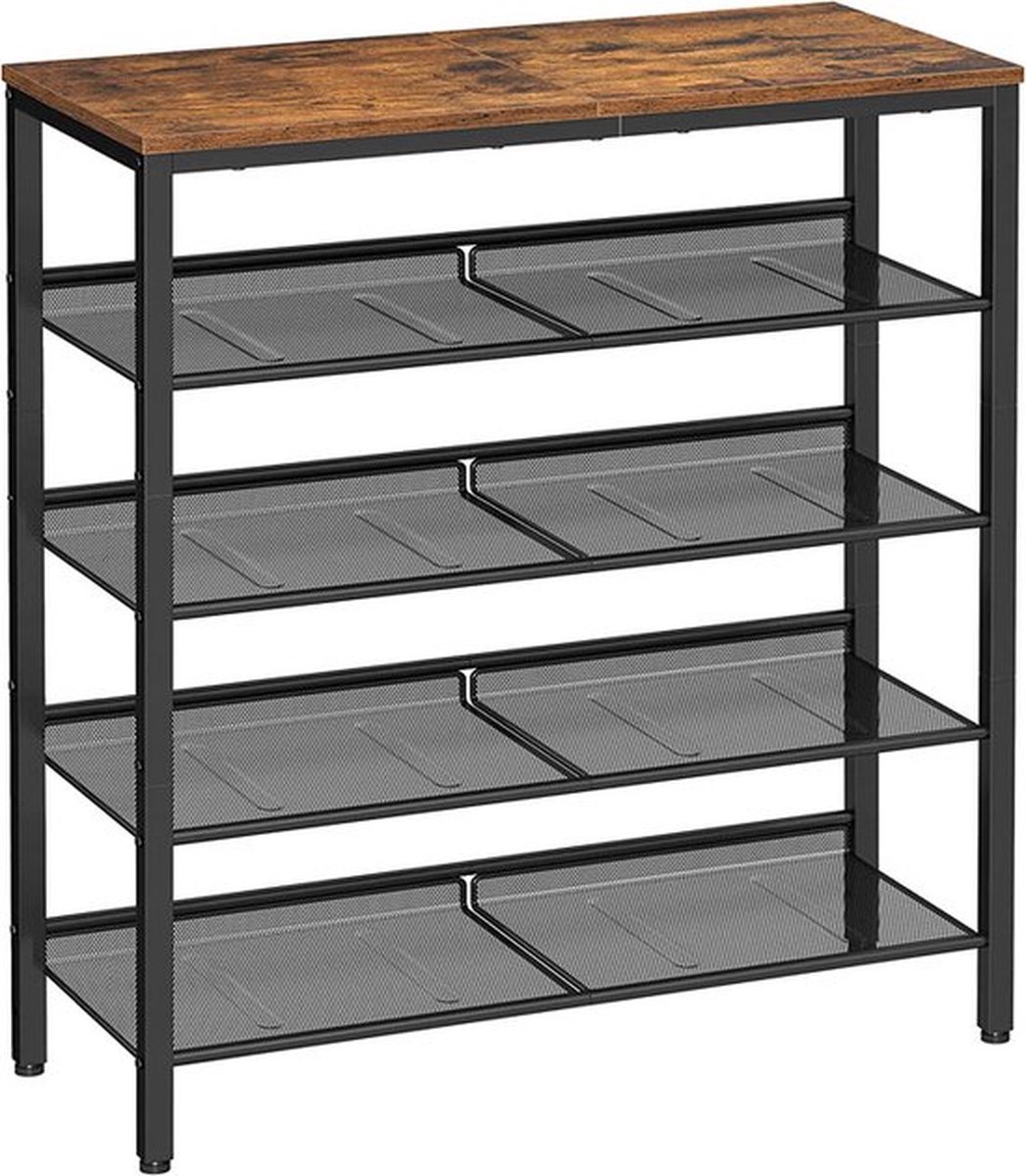 Schoenenrek - Schoenenkast - Voor 15-20 paar schoenen - Schoenenbank - Opbergrek - Halbank - 4 niveaus - Woonkamer, slaapkamer & hal (8719327669037)