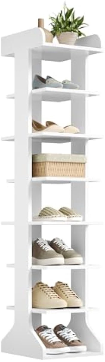 Schoenenrek Smal Met 8 Niveaus - Ruimtebesparend Schoenenrek Hoog - Voor Hal Wit (5487571813409)