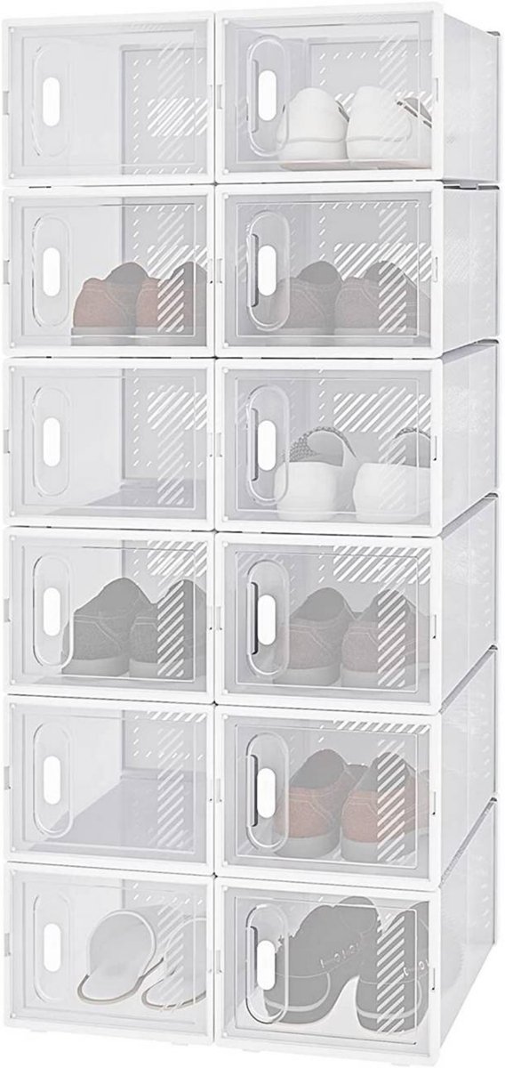 Schoenenrek - Stapelbare Schoenendozen - 12 stuks - Transparant (8721085275443)