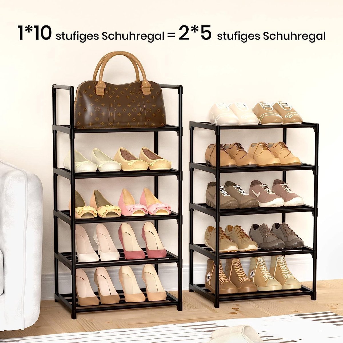 Schoenenrek met 10 Planken - Smal en Hoog - Organiseer uw Schoenen (9505466621321)
