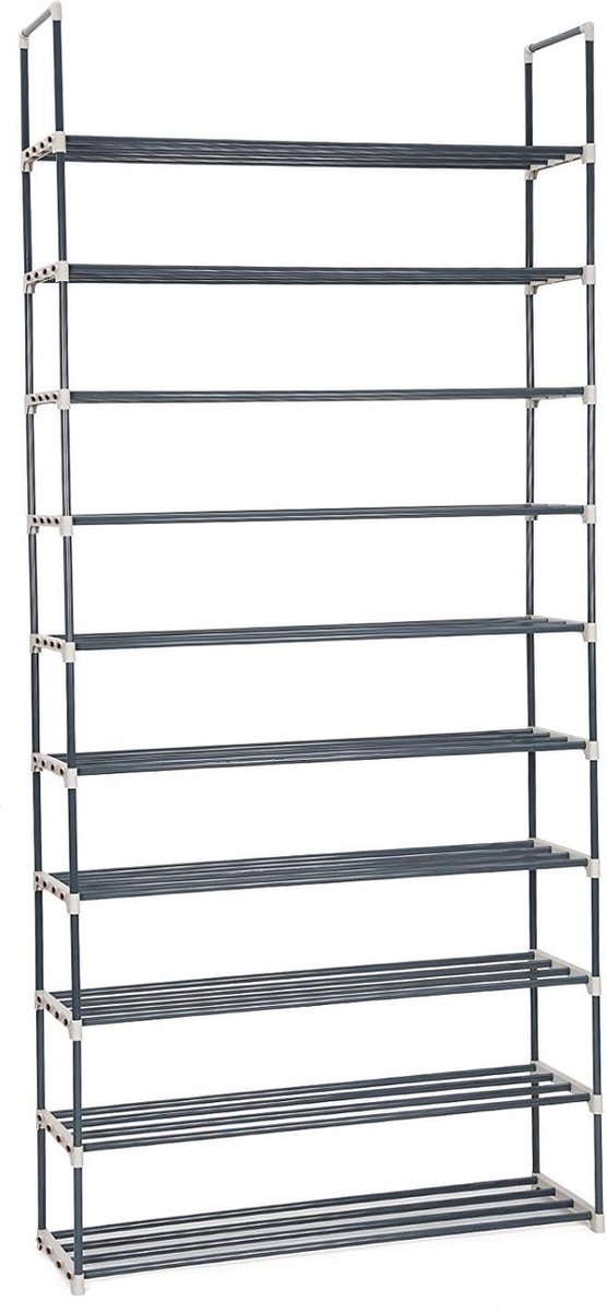 Schoenenrek met 10 lagen - Metaal - Grijs (7442143931965)