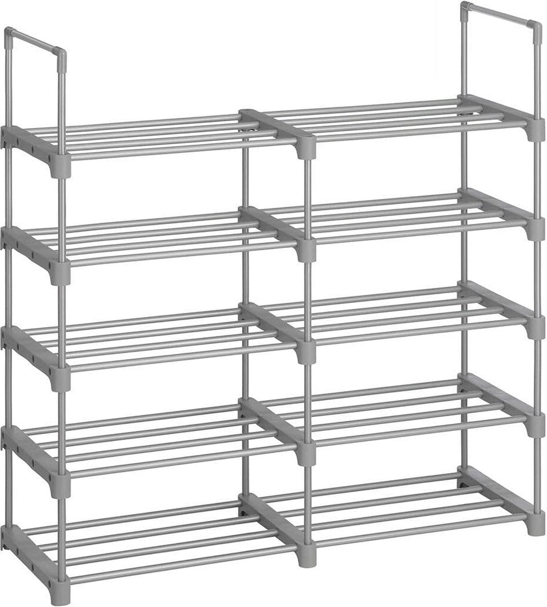Schoenenrek met 10 planken, groot metalen schoenenrek, DIY, standplank, ruimtebesparend, multifunctioneel, woonkamer, slaapkamer, keuken, 45 x 30 x 174 cm, grijs (7595980508262)