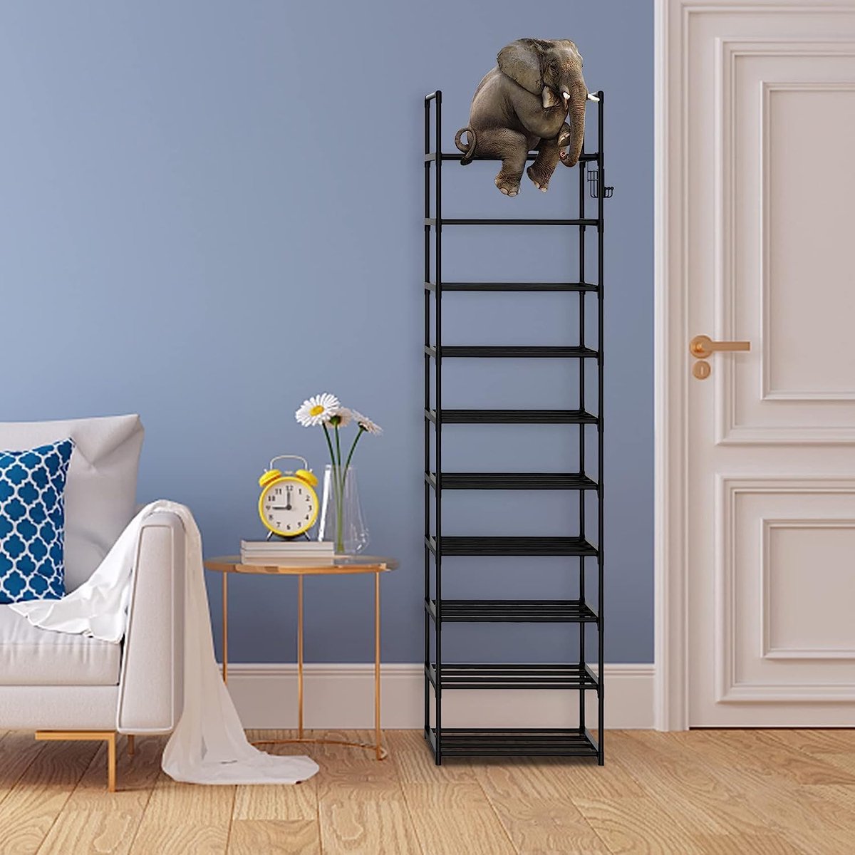 Schoenenrek met 10 planken - hoog en smal - ideaal voor entree en slaapkamer (9503239419939)