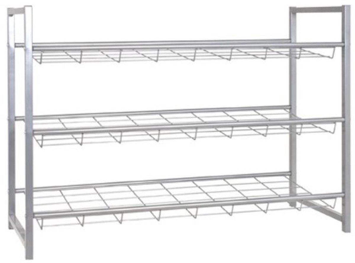 Schoenenrek met 3 planken | Metalen frame | Aluminiumkleur - Haku - Schoenenrek - Zilver - Metaal (4001070387172)