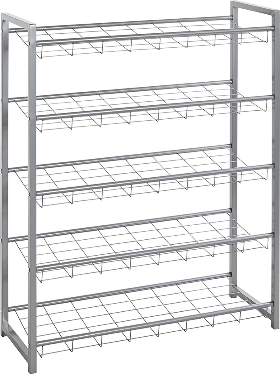 Schoenenrek met 5 planken | Metalen frame | Aluminiumkleur - Haku - Schoenenrek - Zilver - Metaal (4001070387288)