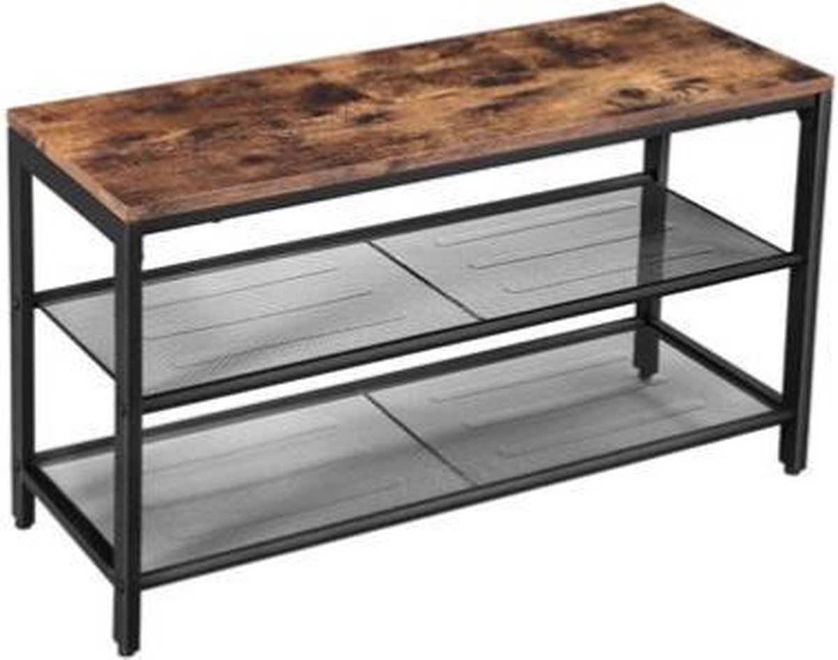Segenn's Schoenenbank - Schoenenrek - Industrieel - Vintage - Donkerbruin - 80 x 30 x 44,5 cm (L x B x H) (9507458643229)