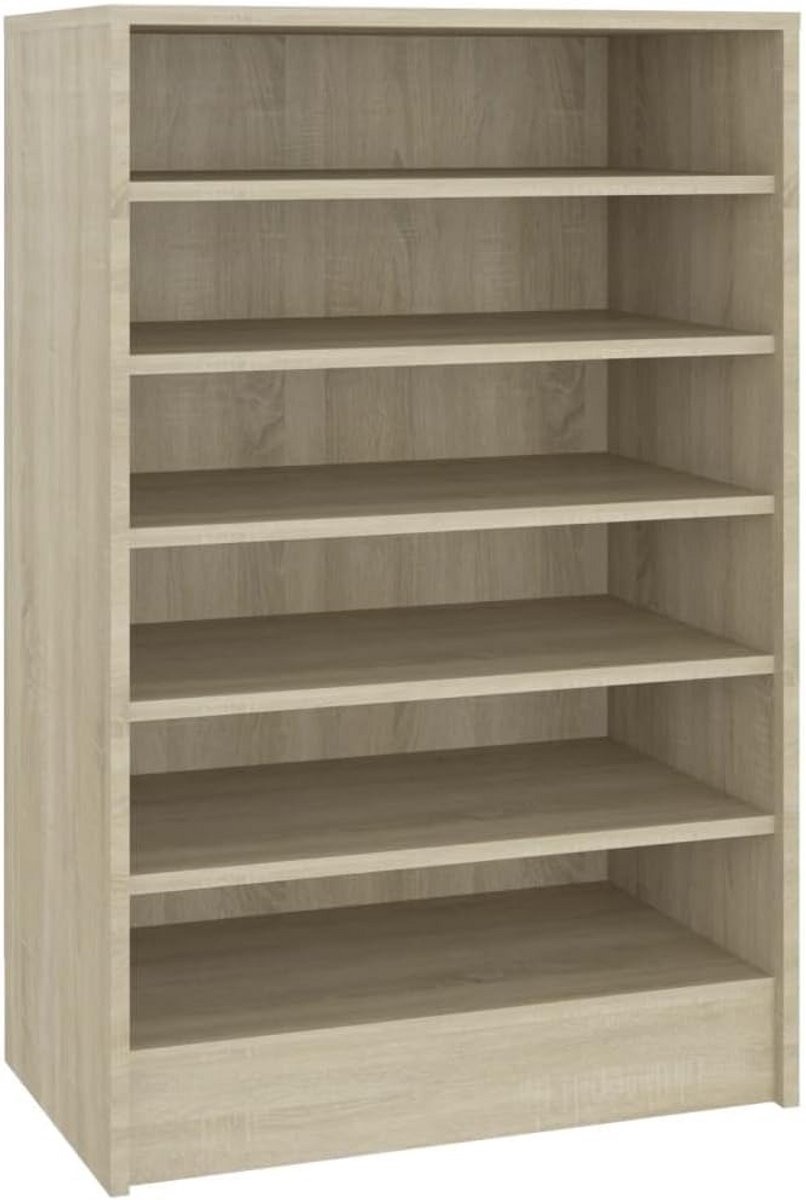 Shoffkast met 7 vakken 60x35x92 cm houtkleur met houtsnijwerk (9101066013841)