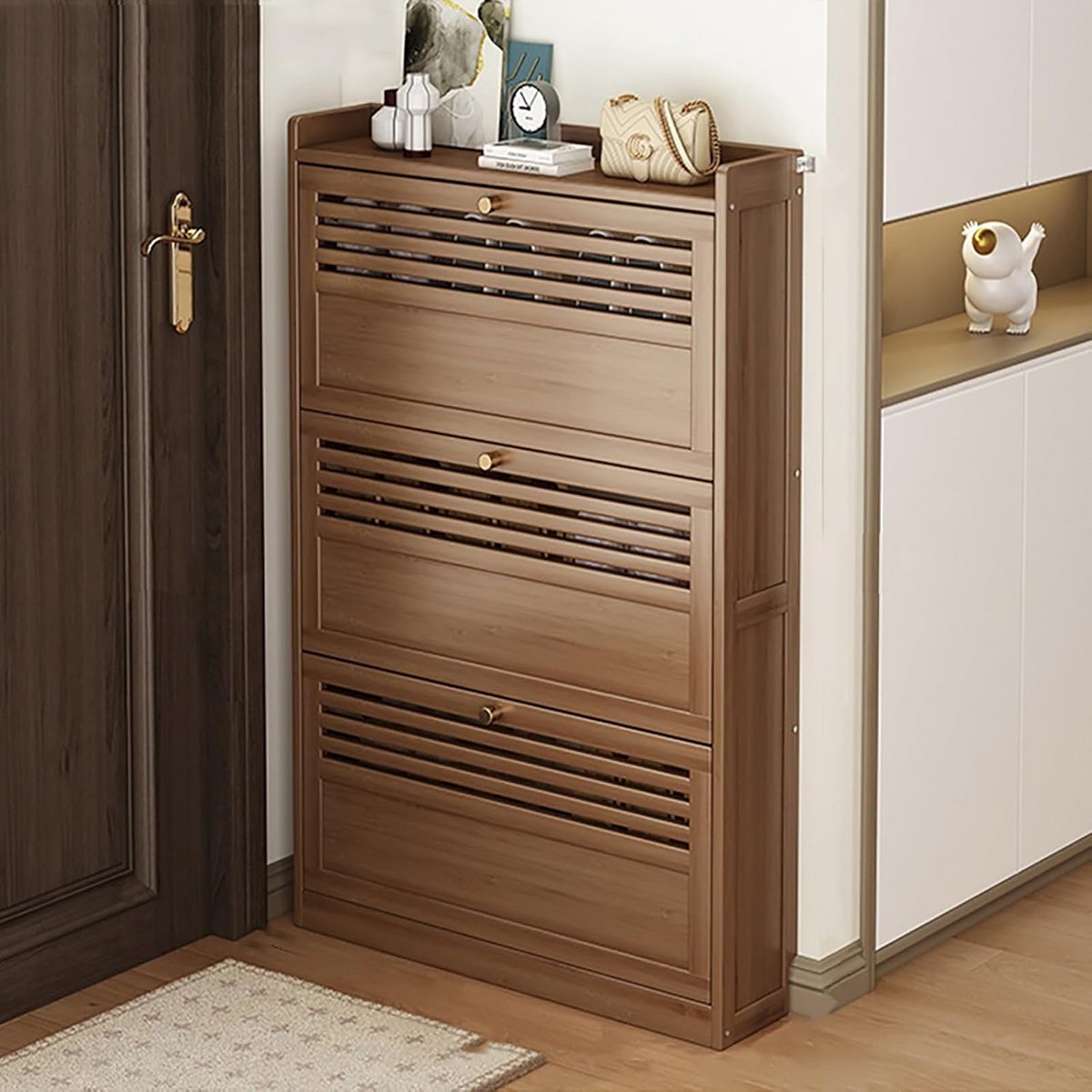 Slanke Schoenenkast met Flip Laden - Ruimtebesparende Schoenopberger voor Hal (9101060580943)