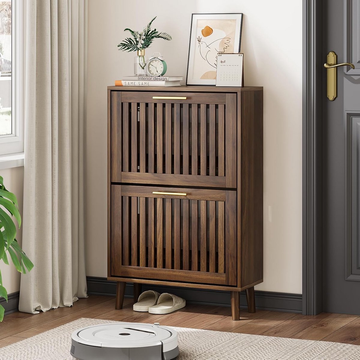 Smalle Schoenenkast met 2 Klaplades voor Entree en Hal (9101063553050)