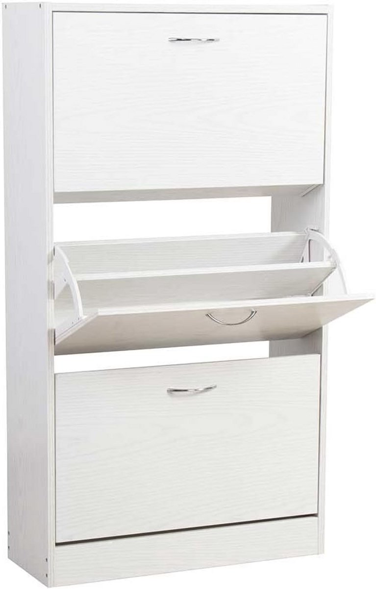 Smalle Schoenenkast met 3 Klapdeuren, Dubbele Diepte voor Veel Opslag (9101059827004)