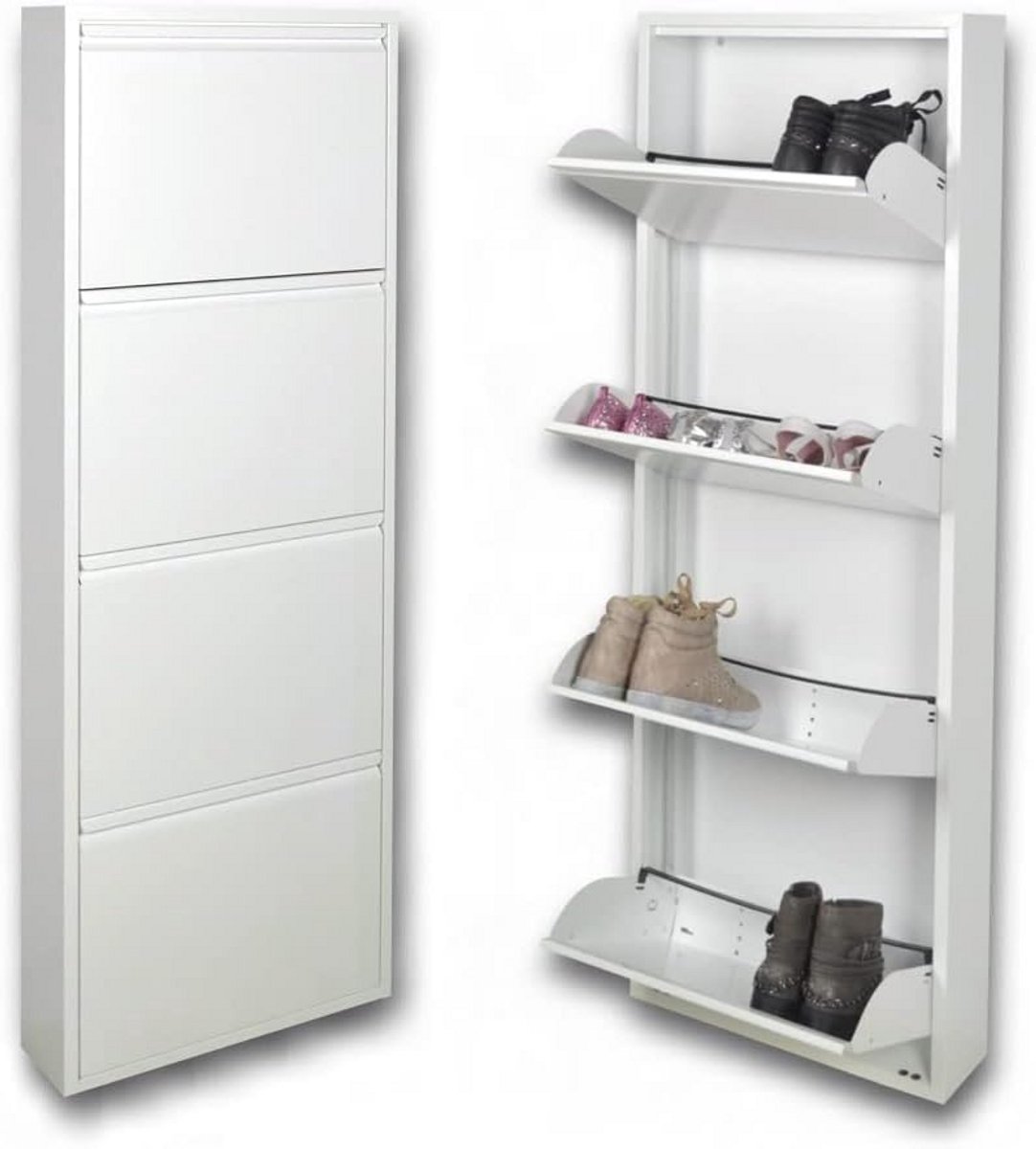 Smalle metalen schoenenkast met 4 deuren, slechts 15 cm diep - Ideaal voor binnen en buiten (9101060955215)