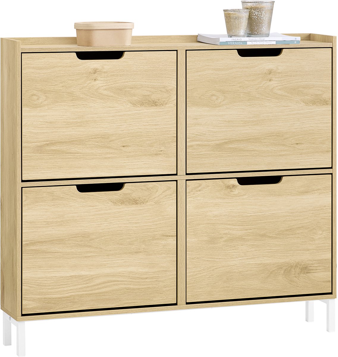 SoBuy FSR100-N Schoenenkast - Smal schoenenrek met 8 Planken, Naturel Hout (4251388634400)