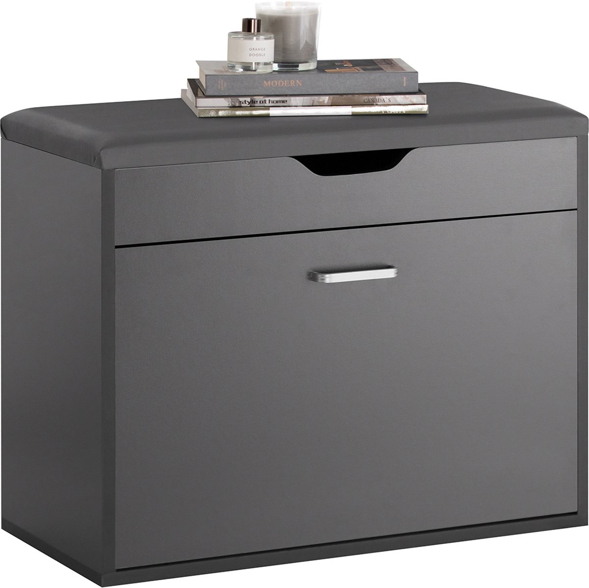 SoBuy FSR95-HG Schoenenbank - Grijze Opbergbank met Opklapbare Zitting (4251388628300)