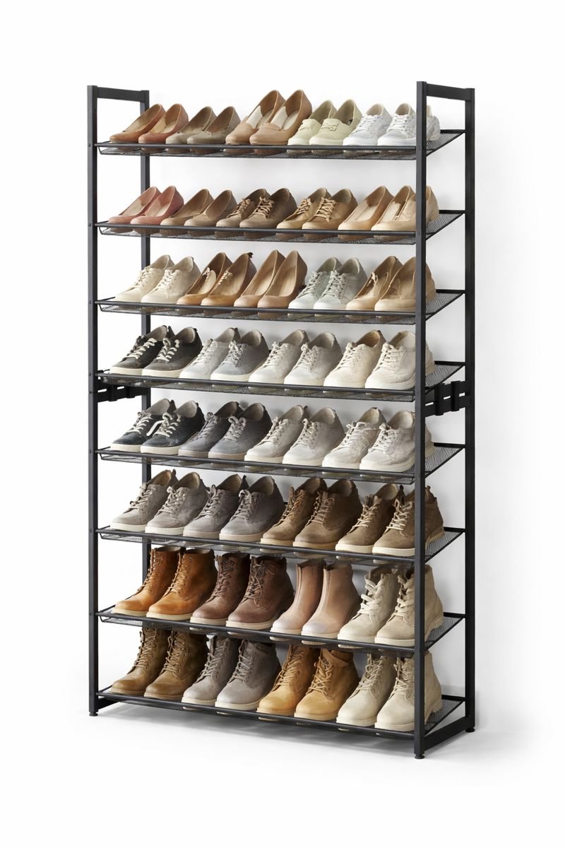 Songmics - Schoenenrek - Schoenenkast - Verstelbaar - 8 Niveaus - 93×31×164 CM - Flexibel In Gebruik - Snelle Montage - Zwart (8721398848112)