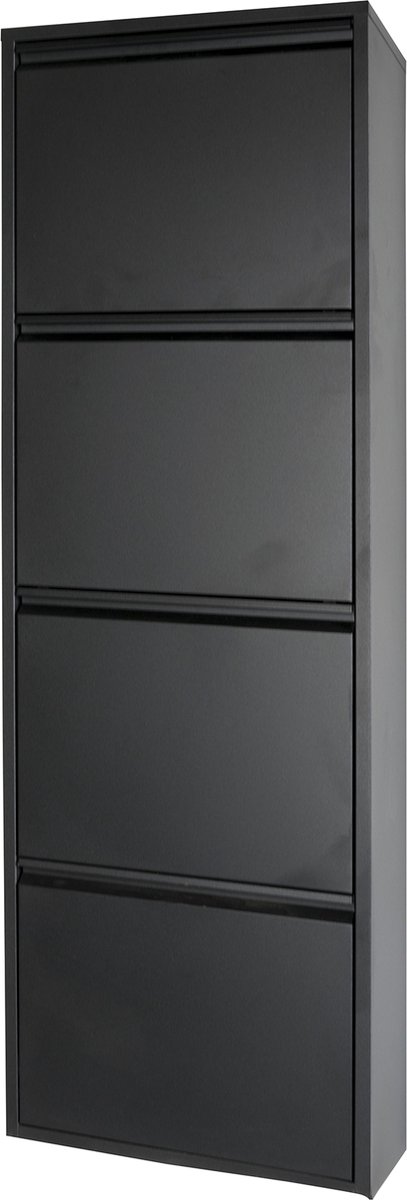 Spinder Design schoenenkast Billy 4 - Zwart -16 paar schoenen - Staal (8712077106012)