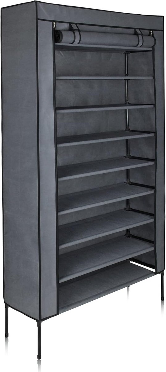 Stoffen Schoenenkast met 9 Vakken - Flexibele Opbergruimte 90x30x175 cm (9101066288720)