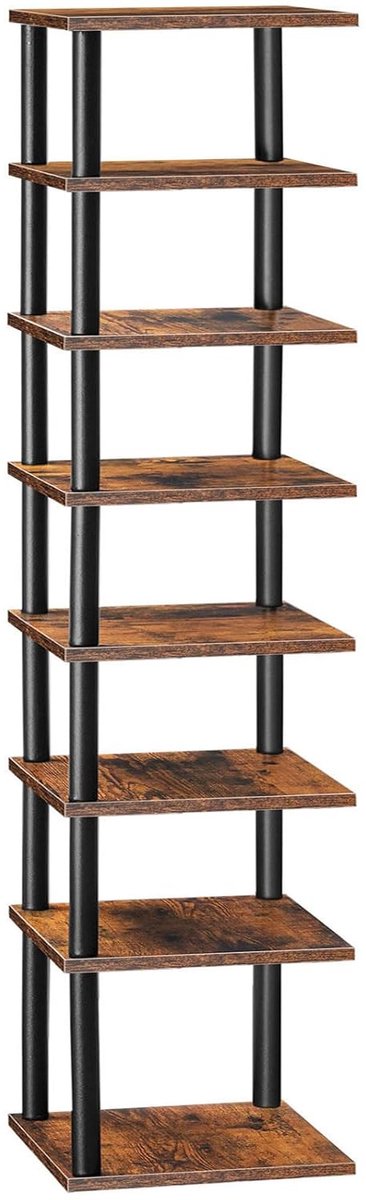 TRANKIELO® - 8-laags schoenenrek - ruimtebesparend en veelzijdig - vintage bruin-zwart ontwerp (8721368251508)