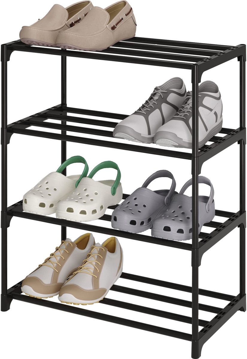 Unyqoos ® Schoenenrek Veelzijdig en Ruimtebesparend met Vier Niveaus voor Schoenen en Meer (8721323008673)