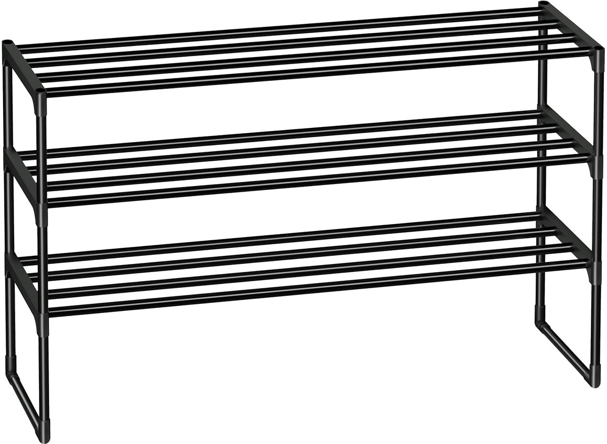 Unyqoos® Ruim en stevig metalen schoenenrek met drie niveaus voor optimale opslag (8721323954130)