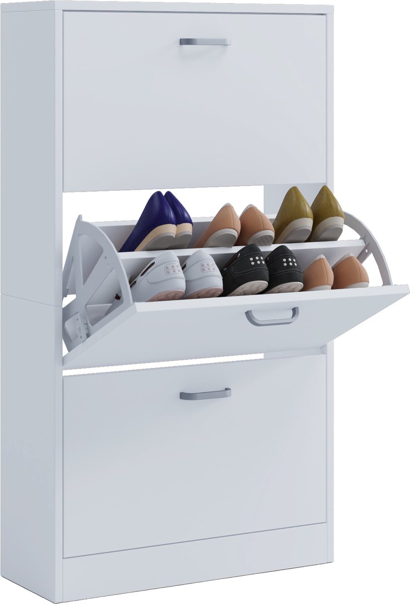VCM Houten plank Kipper schoenenrek Schoenenkast Schoenenkipper 3 kleppen Sipos L Houten plank Kipper schoenenrek Schoenenkast Schoenenkipper 3 kleppen Sipos L (4051814372650)