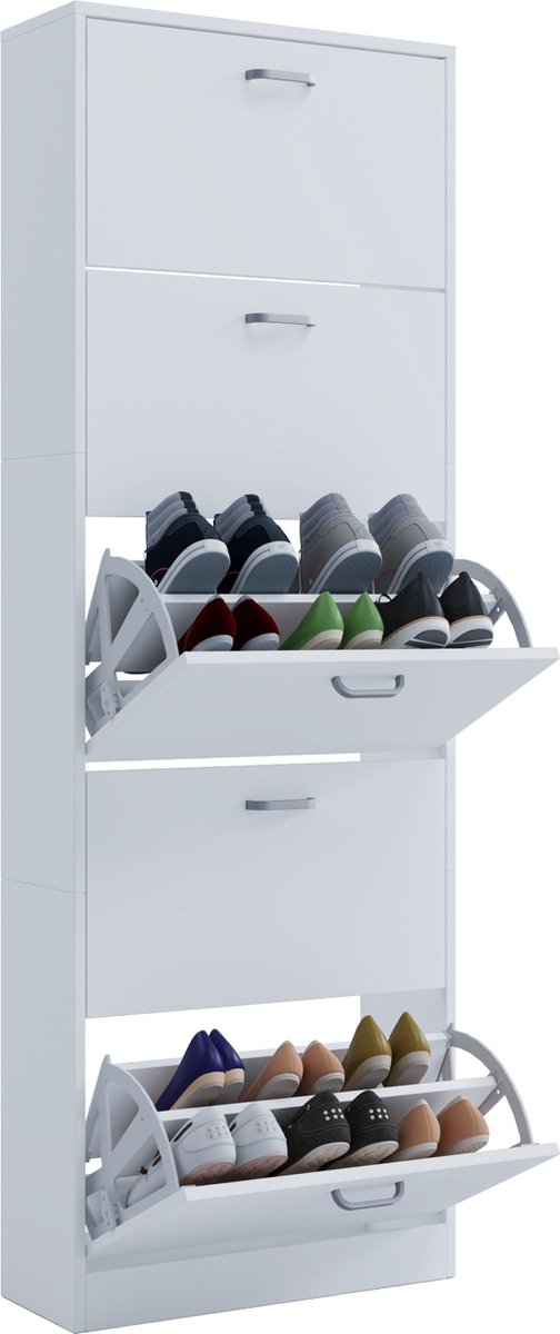 VCM Houten plank Kipper schoenenrek Schoenenkast Schoenenkipper 5 kleppen Sipos XL Houten plank Kipper schoenenrek Schoenenkast Schoenenkipper 5 kleppen Sipos XL (4051814372674)