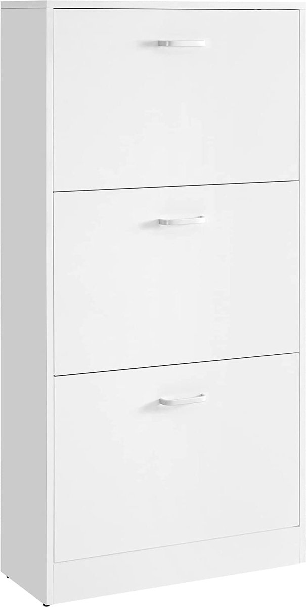 Vasagle schoenenkast met 3 kleppen, schoenenrek, schoenkieper, schoenenkast met 3 dieptevakken, wit, verstelbaar - gang, hal, woonkamer, slaapkamer, 60 x 24 x 120 cm lbc03wt (6095501997984)