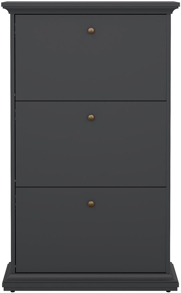 Venedig schoenenkast met 3 klepdeuren mat grijs. (5715680003412)