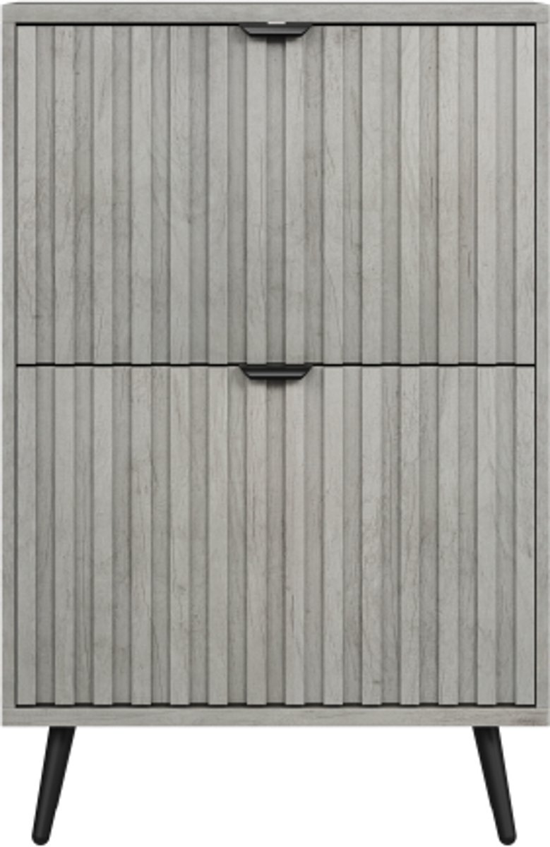 Versteckte Schoenkast 60×24×94cm Kast Grijs MDF Spaanplaat Ribbeldesign 2-Klapladen Onafhankelijk Entree Gang Woonkamer (4255890936236)