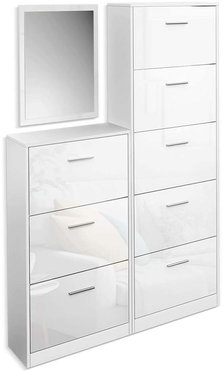 Vicco Gizmo Schoenklaprek - Set met spiegel Wit Hoogglans (4066731406043)