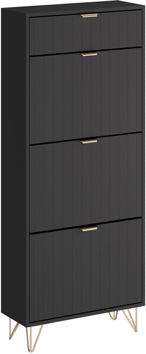 Vicco Helge Schoenenkast - 60 x 145 cm 3 compartimenten Zwart (4066731491544)