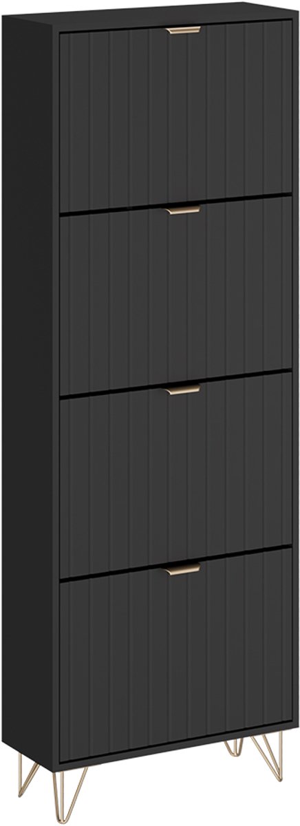 Vicco Helge Schoenenkast - 60 x 166.7 cm 4 compartimenten Zwart (4066731491520)