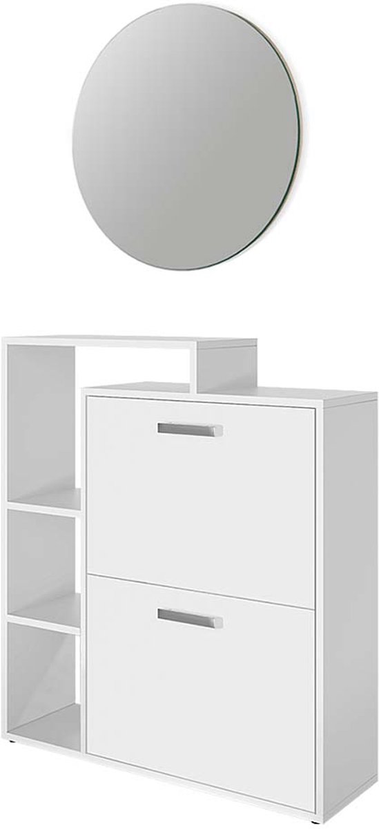 Vicco Orlando Schoenenkantelaar - 2 delen, met spiegel Wit (4066731381913)