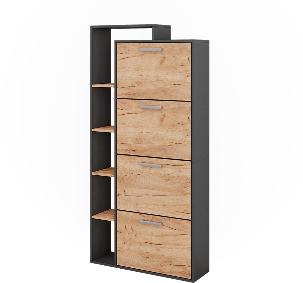 Vicco Orlando Schoenenkantelaar - 80 x 166.1 cm met 4 compartimenten Eik goud/antraciet (4066731481576)