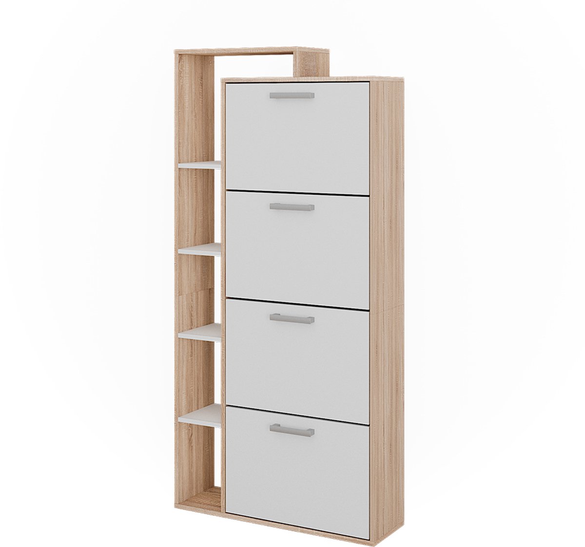 Vicco Orlando Schoenenkantelaar - 80 x 166.1 cm met 4 compartimenten Wit/Sonoma (4066731481583)