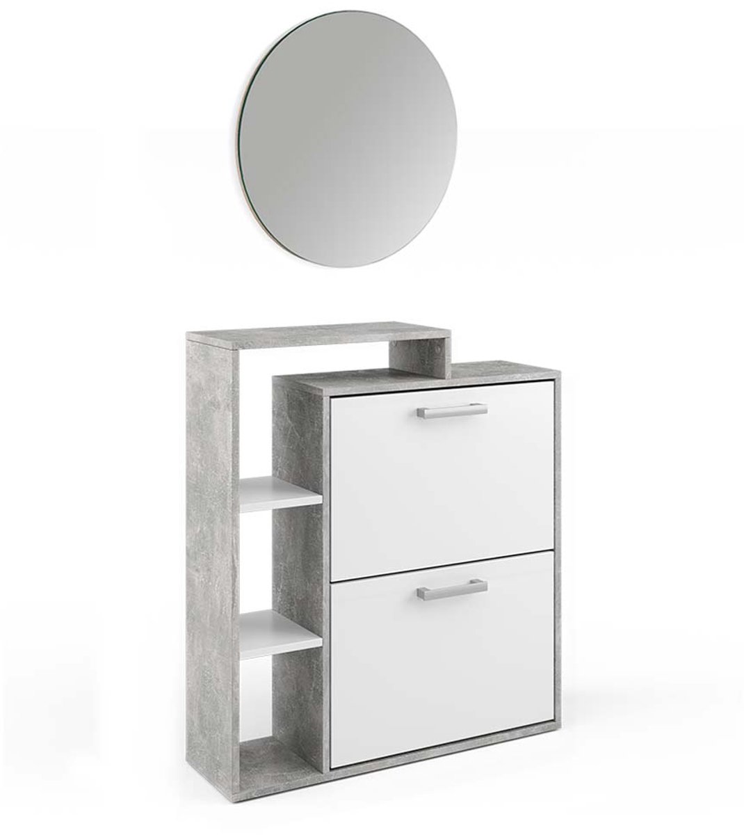 Vicco Orlando Schoenklaprek - 2 delen, met spiegel Beton (4066731381920)