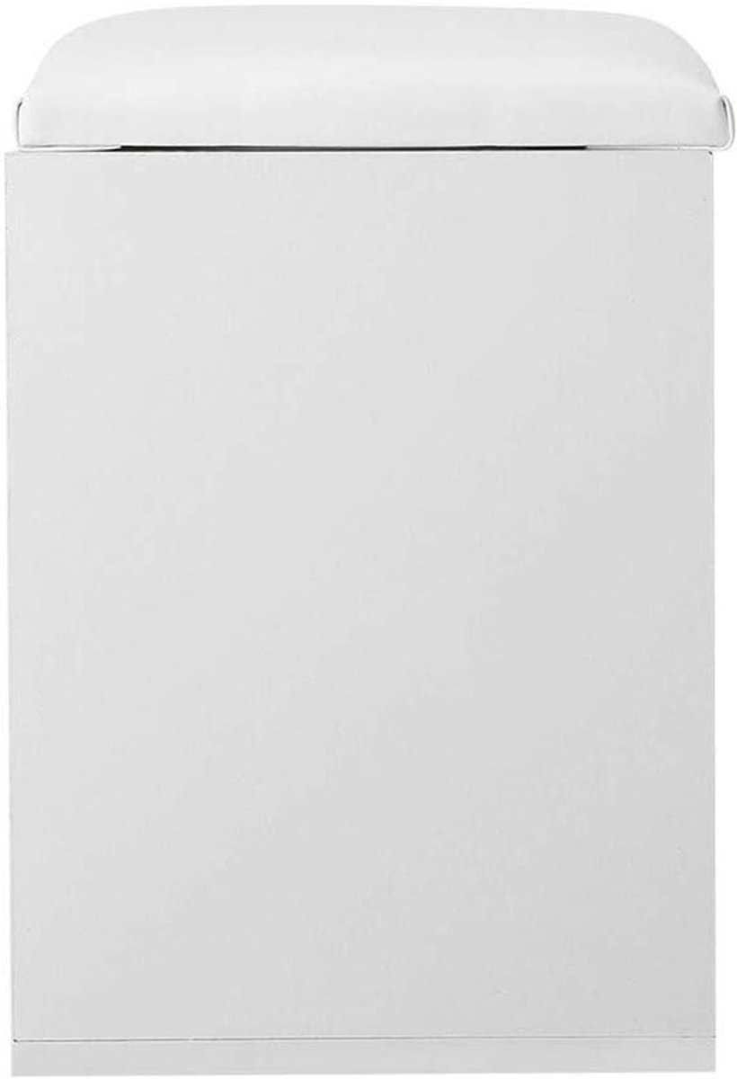 Wit schoenenrek met zitkussen en lade - 6 paar opbergcapaciteit - Schoenenbank voor gang - Multifunctioneel schoenenrek - Houten schoenenbank (9505937968559)