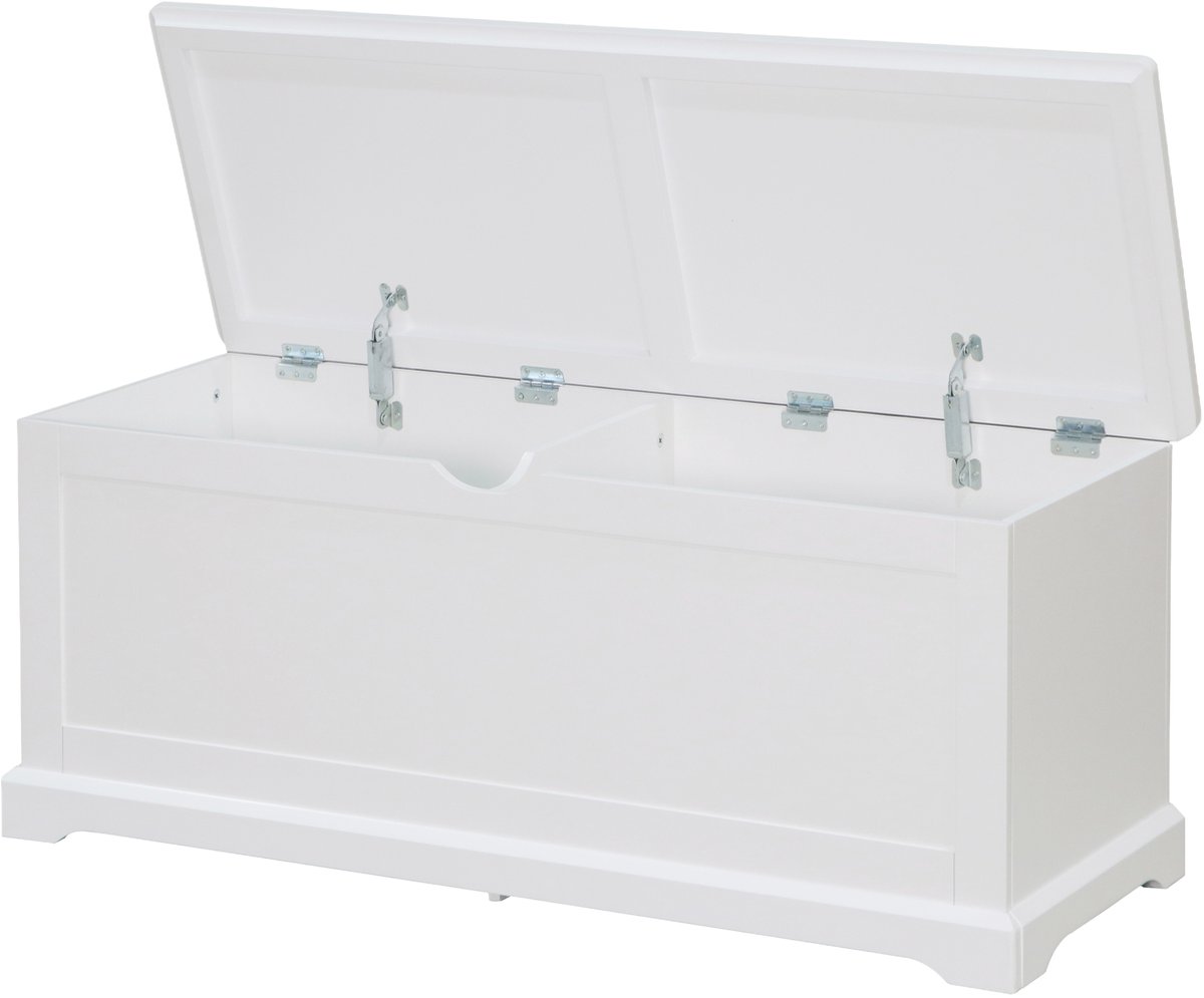 Witte Schoenenbank Opberg bank MDF gelakt Klapdeksel Schoenenkast Halbank Opbergmeubel Slaapkamer 112x40x45 cm (4255890930524)