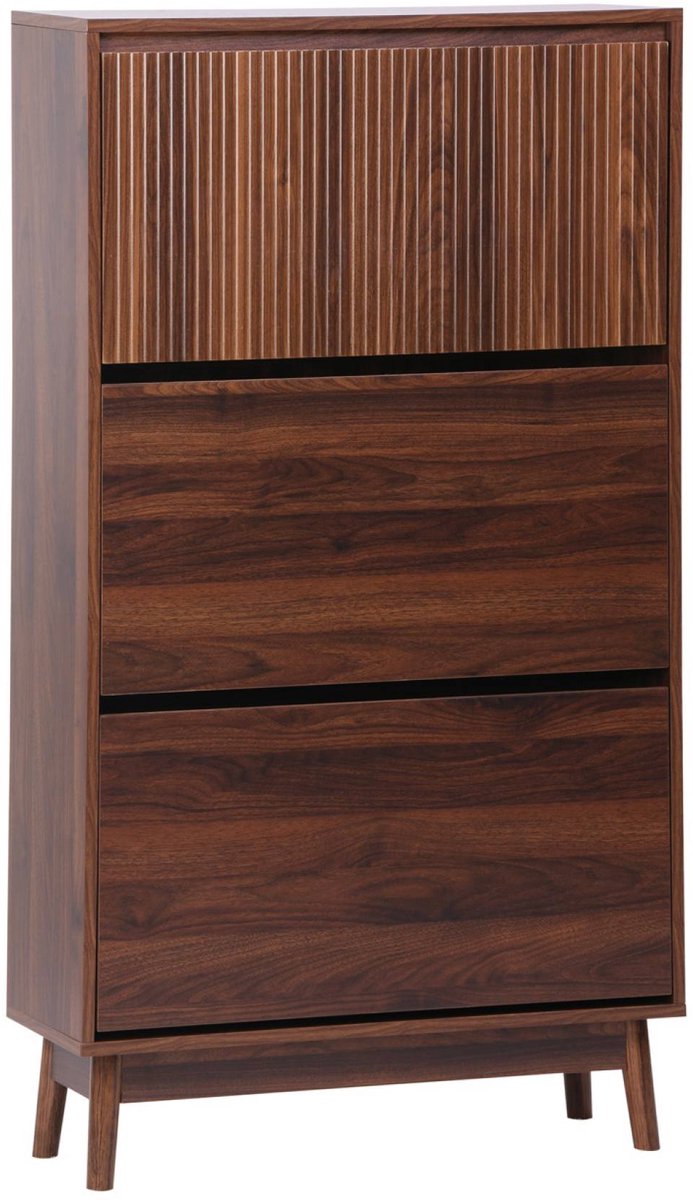 sweeek - Scandinavische schoenenkast houtdecor 3 vakken capaciteit 18 paar schoenen (3701672521097)