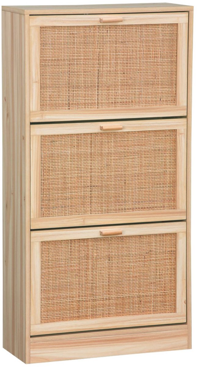 sweeek - Schoenenkast met 3 deuren en rotan (3760388446780)