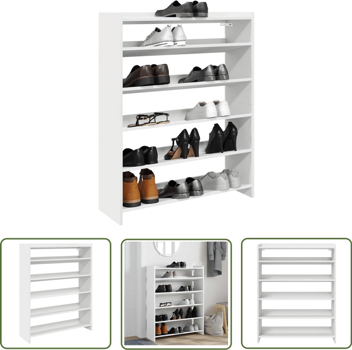 vidaXL Gereedschapset - Dynamische Sleutel - Schoenenrek 80x25x100 cm bewerkt hout wit - Mechanica - Klikmechanisme - Torque Wrench (8025340899116)