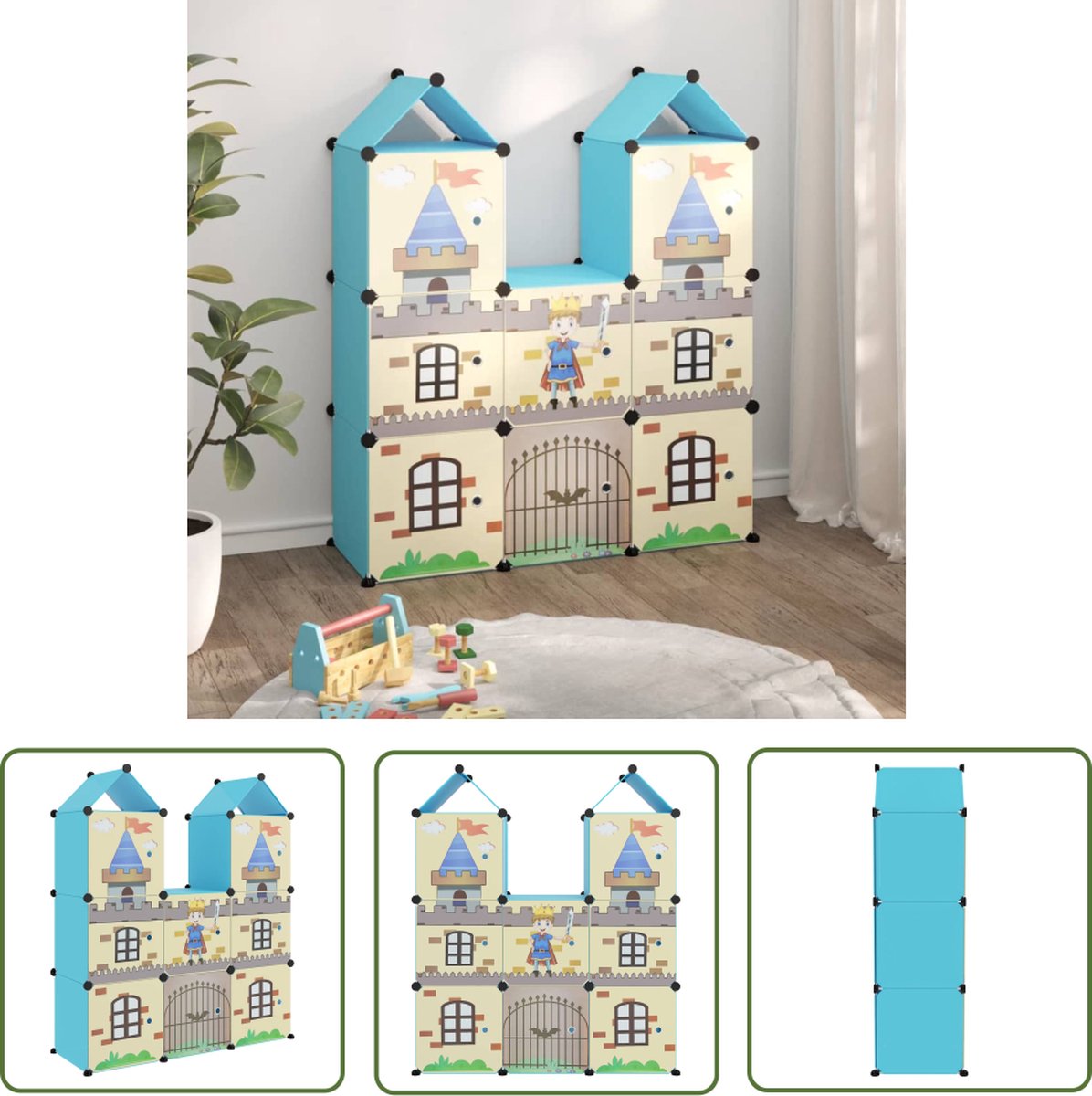 vidaXL Opbergkasten Voor Kinderen - Kubus Opbergkast - Kinderopbergmeubel met 8 vakken polypropeen blauw - Kinderopbergkast - Kids Storage - Speelgoed Opbergen (8721031229872)