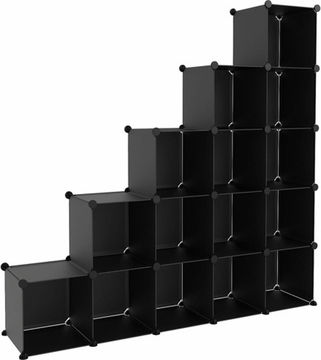 vidaXL - Opbergmeubel - met - 15 - vakken - polypropeen - zwart (8720286849484)