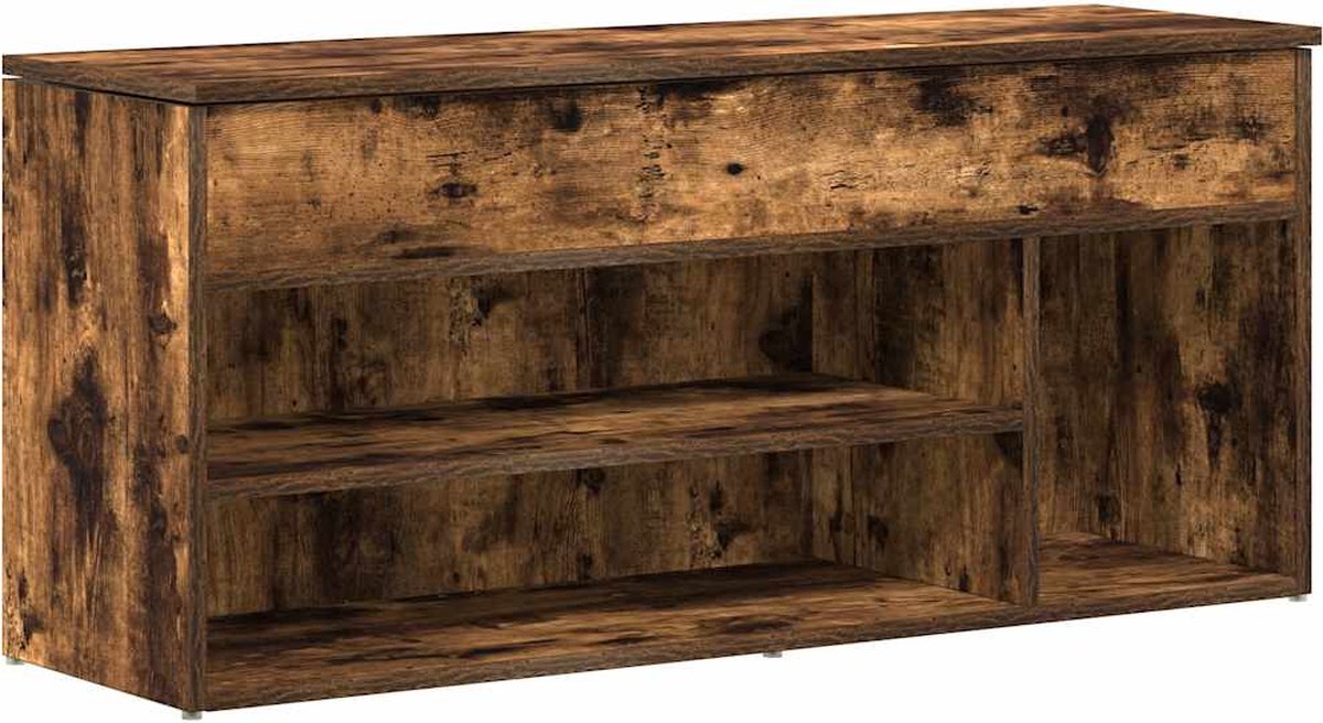 vidaXL Schoenenbank - Bewerkt Hout - Gerookt Eiken - 102x30,5x45 cm (8938233096724)