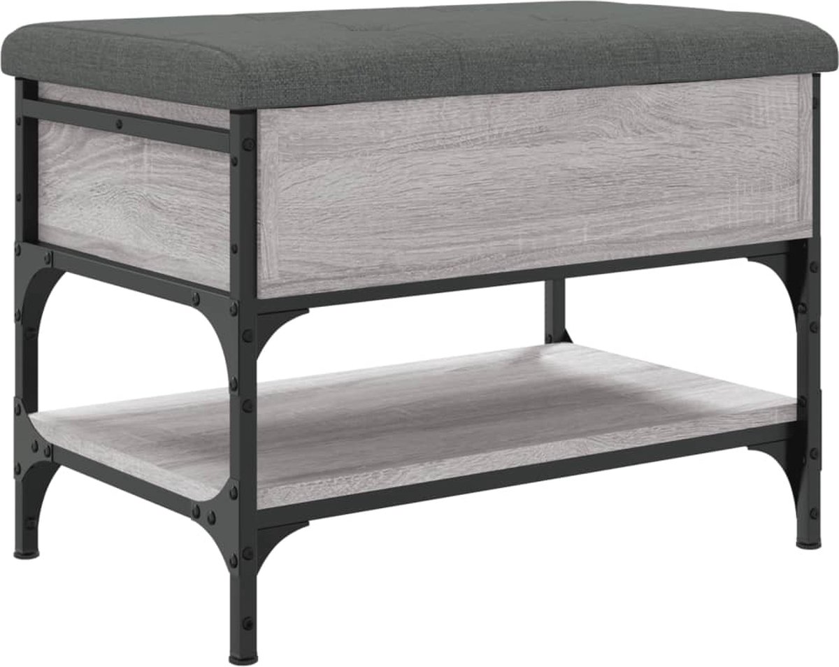 vidaXL Schoenenbank Grijs Sonoma Eiken 62x42x45 cm Schoenenbankje - Schoenenbankjes - Halbankje - Opbergbankje (8139954531451)