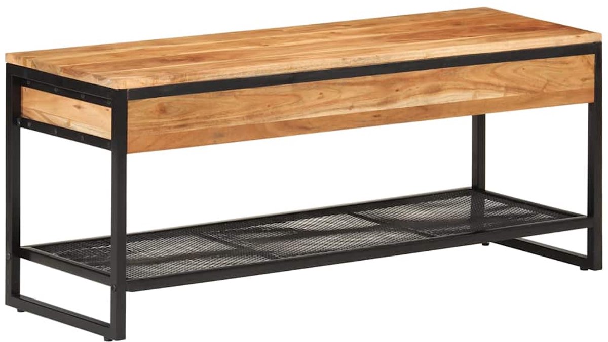 vidaXL - Schoenenbankje - 110x35x45 - cm - massief - acaciahout - en - ijzer (8721012161016)