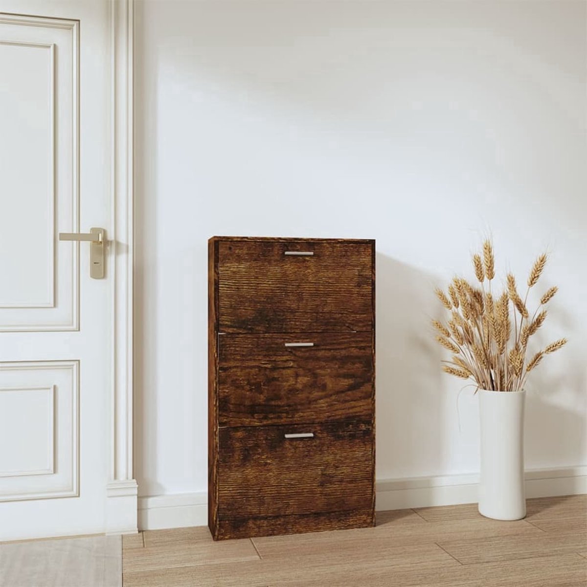 vidaXL Schoenendoos - Schoenenkast - Schoenenkast 59x17x108 cm bewerkt hout gerookt eikenkleurig - Bergruimte - Organisatie - Entreehal (8721032033140)