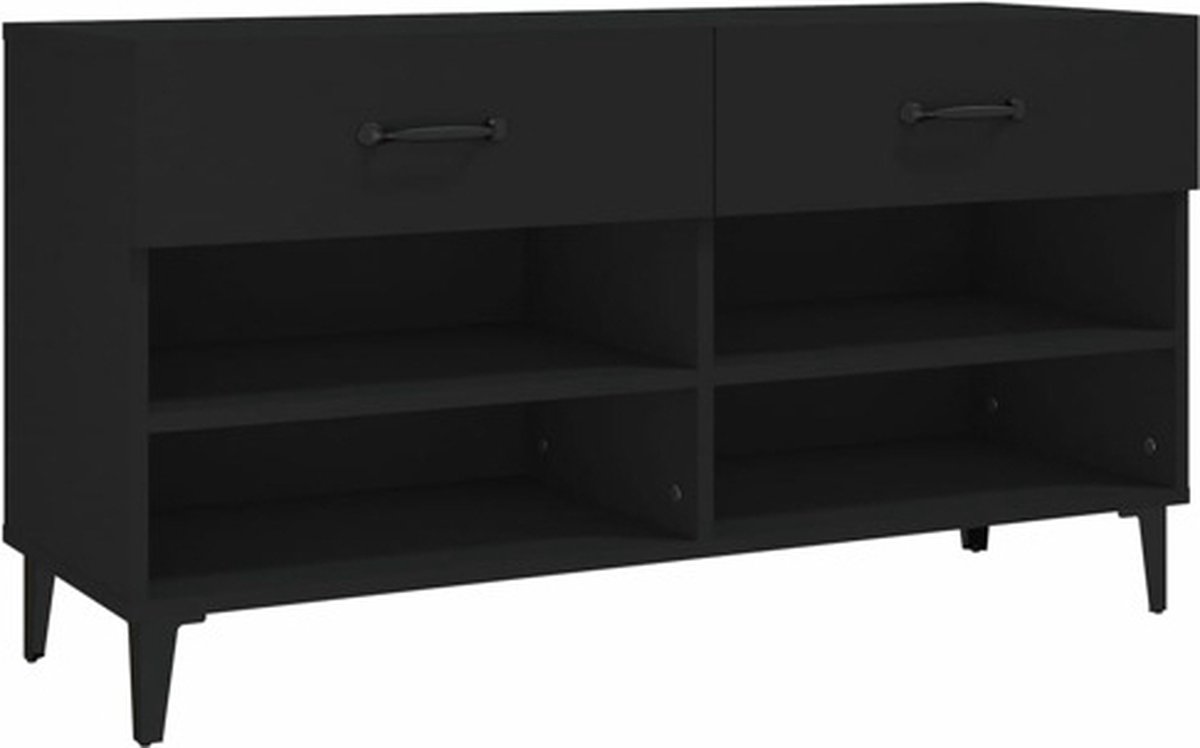 vidaXL - Schoenenkast - 102x35x55 - cm - bewerkt - hout - zwart (8720287083184)
