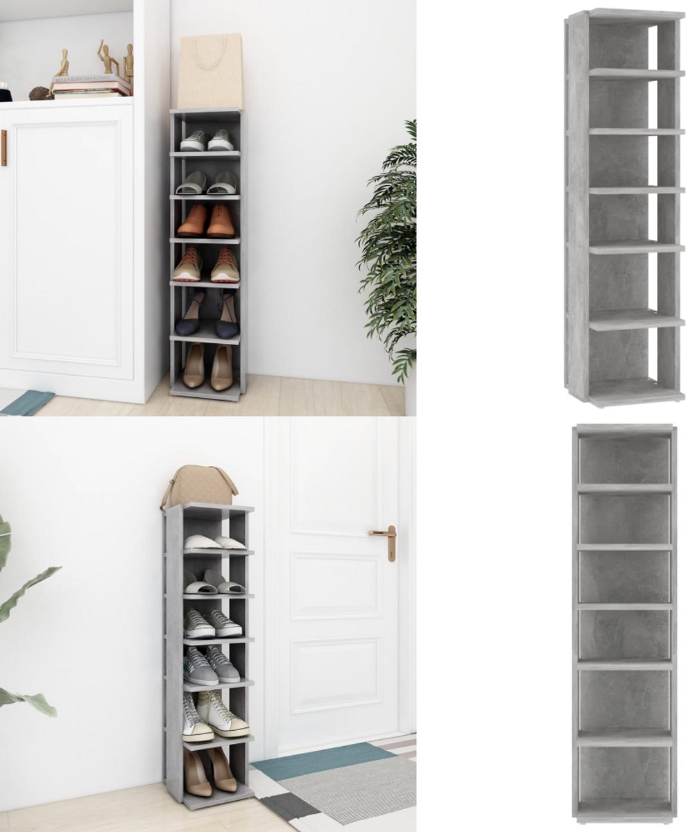 vidaXL Schoenenkast 27,5x27x102 cm bewerkt hout betongrijs - Schoenrek - Schoenrekken - Schoenenrek - Schoenenrekken (8259284663643)